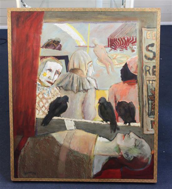 Hardy Botha (1947-) Death of a clown 34.75 x 30in., unframed